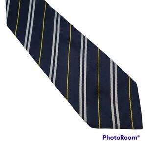 Tom James Royal Army Service Corps blue silver yellow stripe silk tie